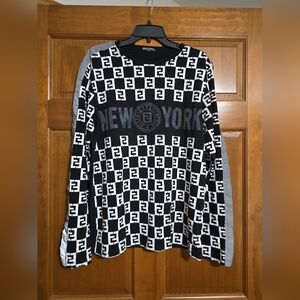 Moda & Pritex Black and White Checkered Long Sleeve Tee